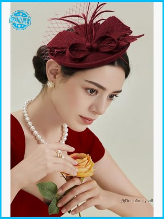 Fascinator Hat with Feathers Tea Party Derby Headband Hair Clip Elegant